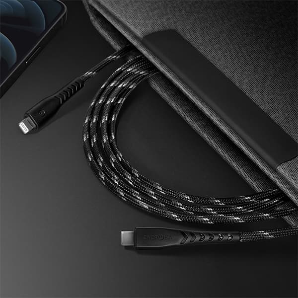 Energea USB-C til Lightning Kabel 3m MFI Nyloflex C94 - Sort