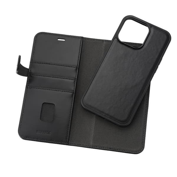 BUFFALO Ægte Læder iPhone 15 Pro Max Pung Taske Magsafe 3 Slots - Sort
