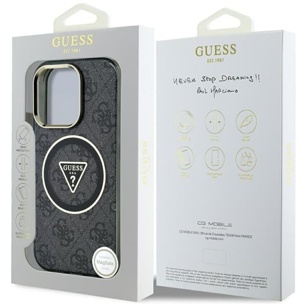 Guess Telefontaske til iPhone 16 Pro Magsafe Glitter - Sort