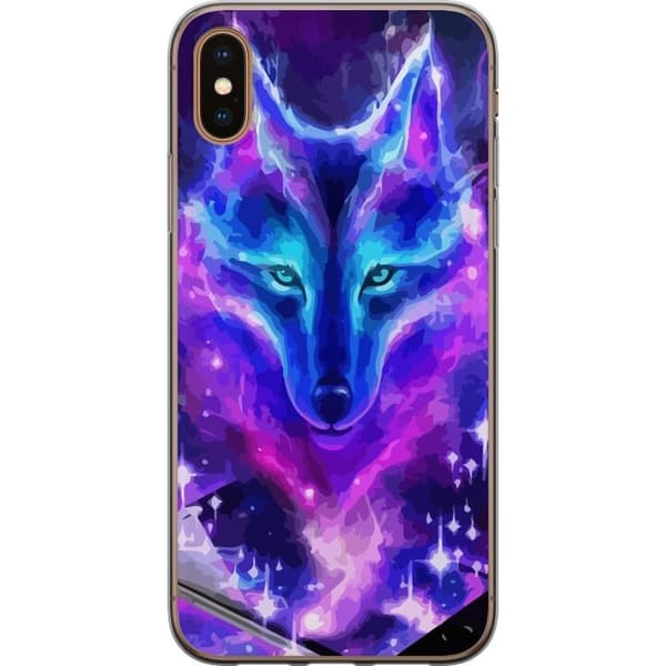 Telefontaske til Apple iPhone XS med Neon Wolf