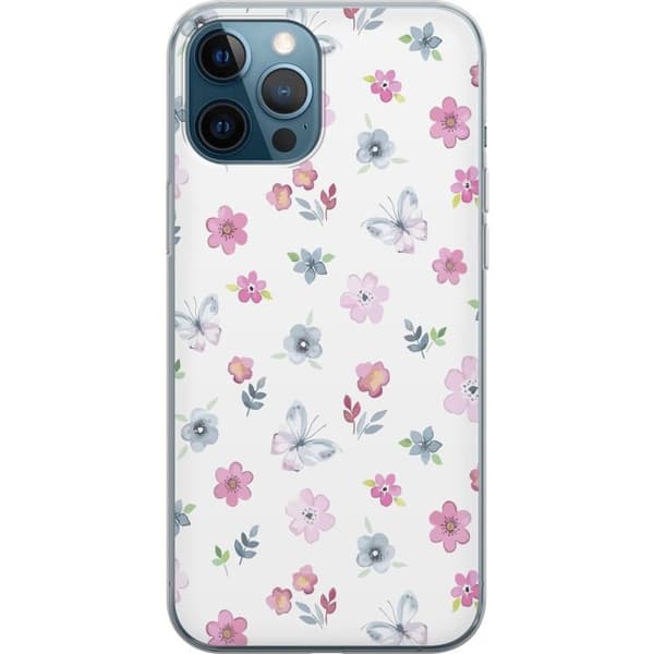 Taske til Apple iPhone 12 Pro med blomster og sommerfugle