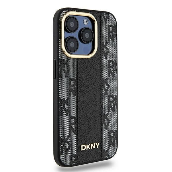 DKNY Mobilcover til iPhone 15 Pro Max MagSafe Læder Checkered Mono - Sort