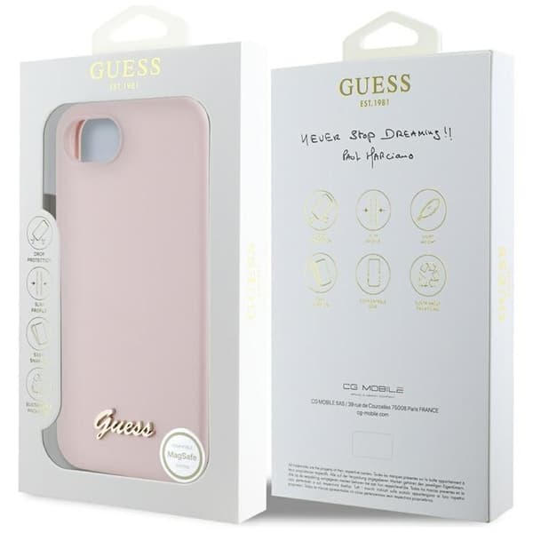 Guess Mobilskal till iPhone 16e MagSafe Silikon Script Metal Logo