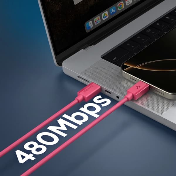 Spigen USB-C till USB-C Kabel EB6010CC Essential 1m 60W - Rosa