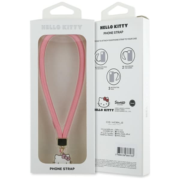 Hello Kitty telefonrem Nylon Cord Kitty Head Charm - Pink
