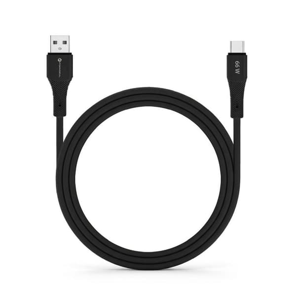 FORCELL USB-A til USB-C 66W Kabel 3A 1m QC4.0 Silikone C342 - Sort