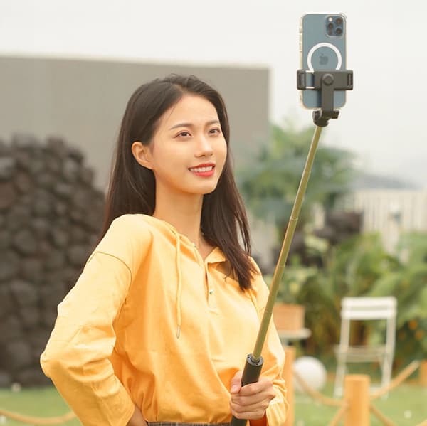 Selfiestick Teleskopstativ 1m med Telefonholder - Sort