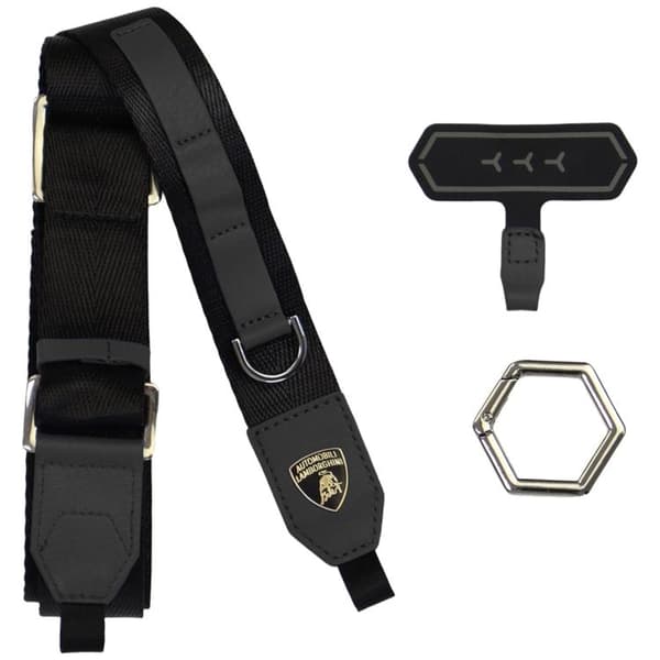 Lamborghini Crossbody Mobilrem Webbing Strap - Sort