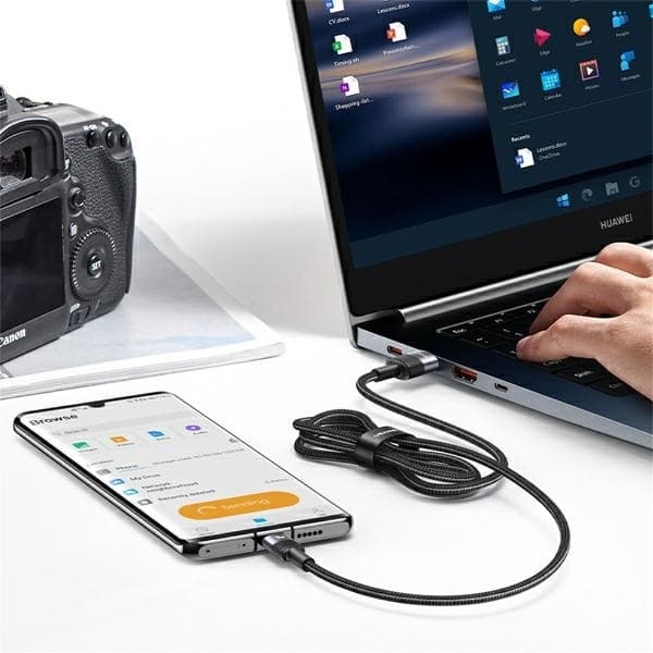 USAMS SET Kabel USB — USB-C 3A 1.2m (US-SJ718) - Stålgrå