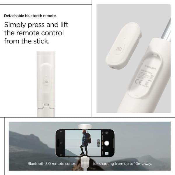 Spigen Selfie Stick Stativ Bluetooth S541W - Hvid