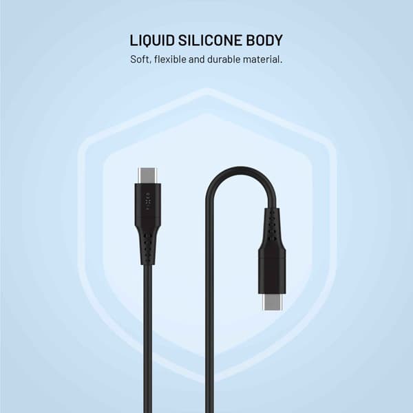 FIXED LIQUID silikonkabel 60W USB-C/C 0.3m Svart