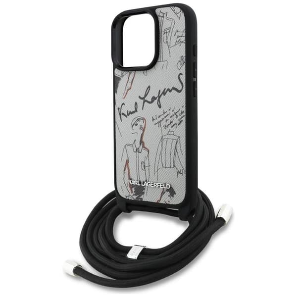 Karl Lagerfeld Mobilskal till iPhone 16 Pro Crossbody Grained Pattern - Grå