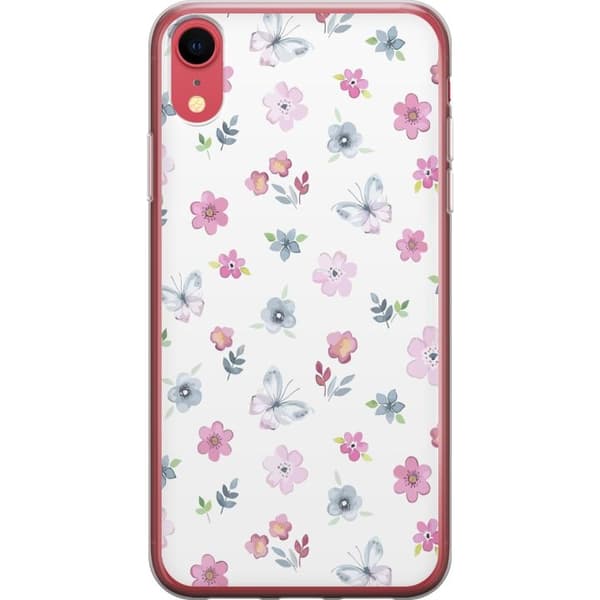 Telefontaske til Apple iPhone XR med blomster og sommerfugle