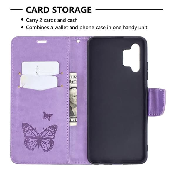 Plånboksfodral För iPhone 14 Pro Max Imprint Butterfly - Lila