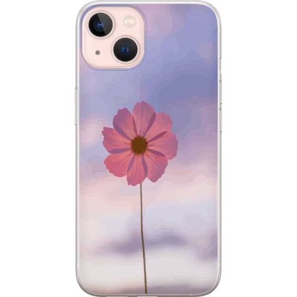 Telefontaske til Apple iPhone 13 med lyserød blomst