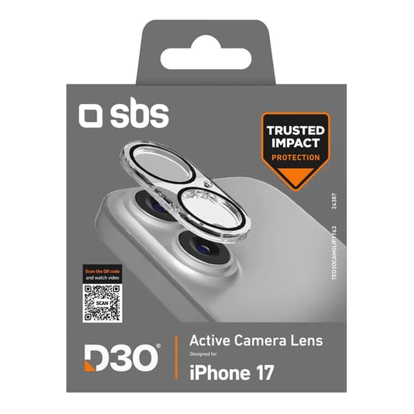 SBS iPhone 17 Kameralinsskydd Härdat Glas D3O