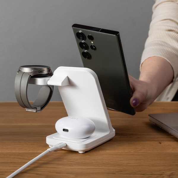 FIXED 3i1 Trådløs Ladestation til Samsung Hvid