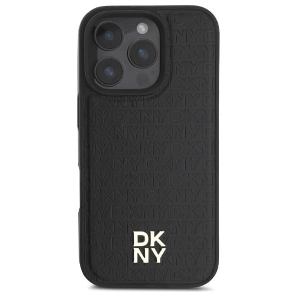 DKNY Matkapuhelimen kuori iPhone 16 Pro MagSafe Repeat Pattern Stack Logo - Musta