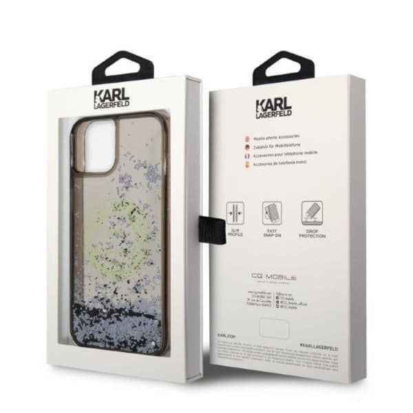 Karl Lagerfeld iPhone 14 Etui Liquid Glitter RSG - Sort