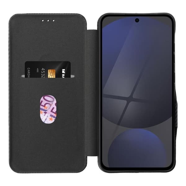 Galaxy S25 Plus Pung Taske Folio Sidemagnet - Sort