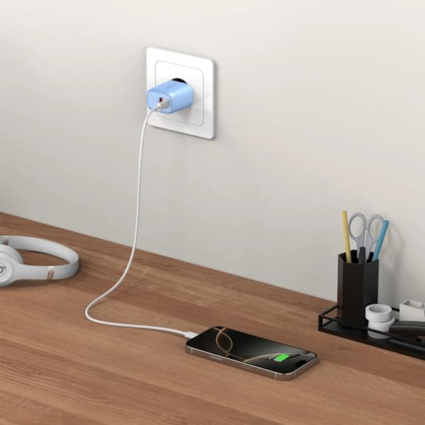 Tech-Protect Vægopladeradapter USB-A/USB-C 20W - Babyblå