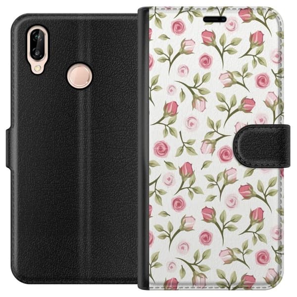 Pung Taske til Huawei P20 lite med Blomster