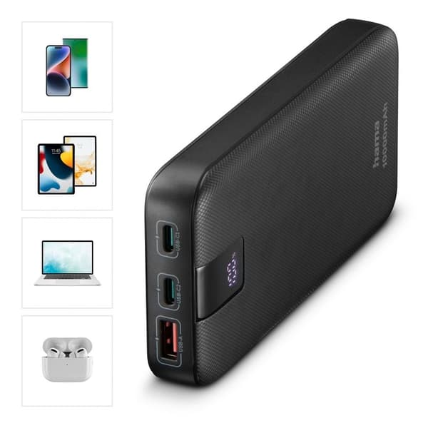 HAMA Powerbank Pd 10000mah 2xUSB-C+1xUSB-A Antracit
