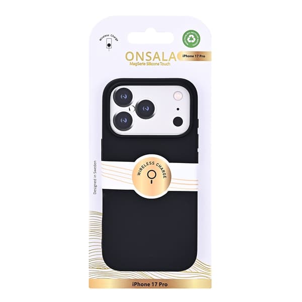 ONSALA iPhone 17 Pro -silikonikuori - Musta