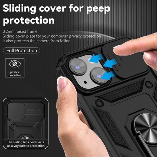 iPhone 14 Skal Ringhållare Kickstand - Svart