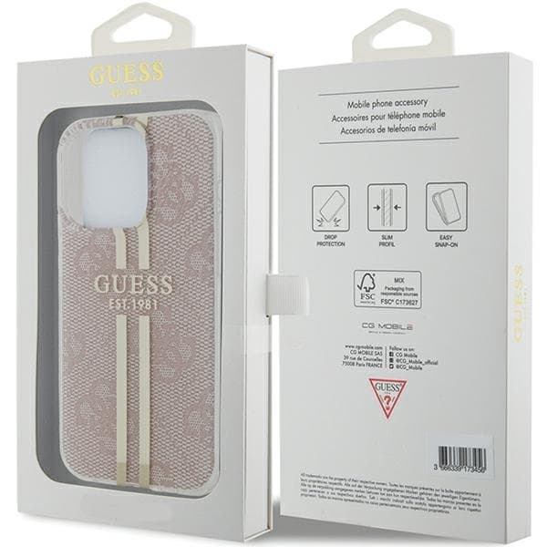 Guess iPhone 14 Pro Max Taske Lyserød Guldstribet
