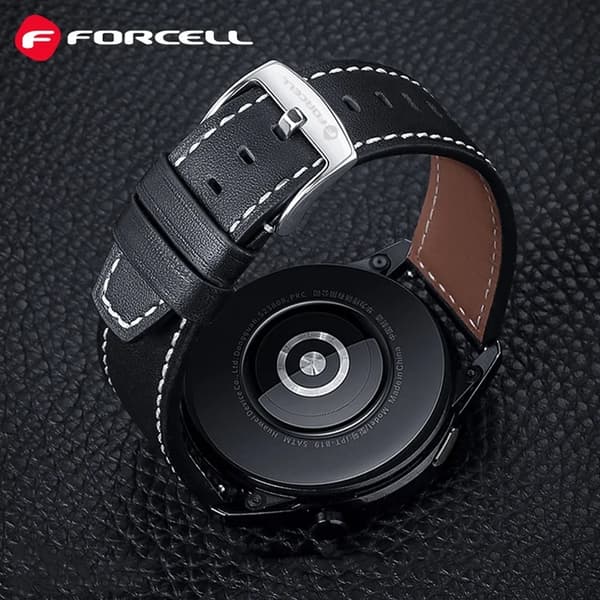 Forcell Galaxy Watch 22mm Armbånd Øko Læder - Sort