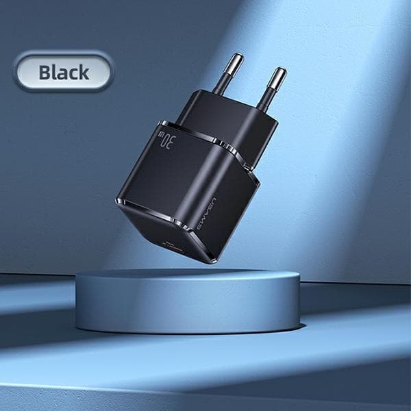 USAMS Vægoplader 1xUSB-C T45 Mini 30W PD3.0 (US-CC148) – Sort