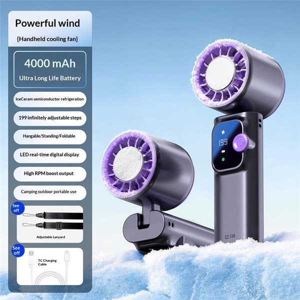 Handhållen Fläkt JF166 4000mAH Foldable - Grå