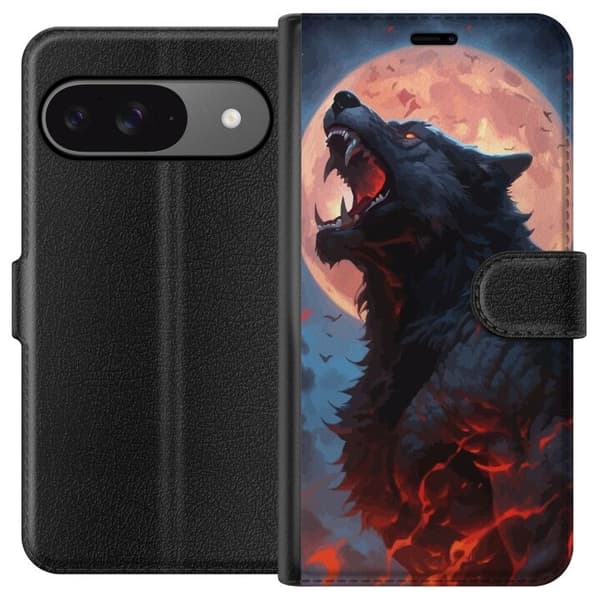Tegnebogsetui til Google Pixel 9 Pro med hylende ulv