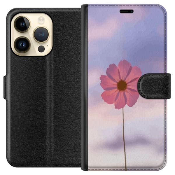 Pung Taske til Apple iPhone 15 Pro med Lyserød Blomst