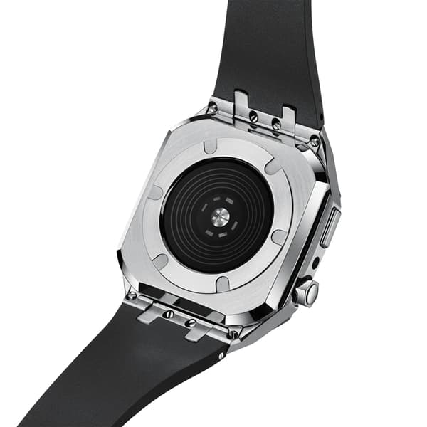 Apple Watch 7/8/9 (45mm) Luksusrem Armor Rustfrit Stål - Sort/Rød