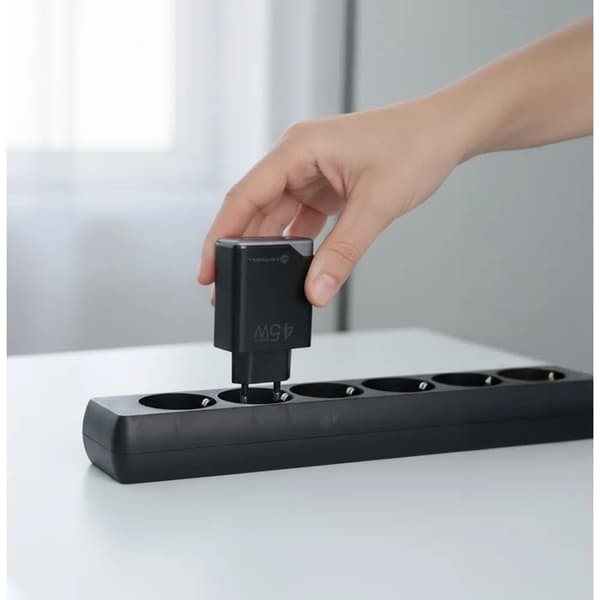 Forcell Hurtigoplader USB C til USB A 45W GaN III PD 3A - Sort