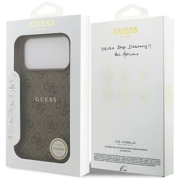 Guess Mobilskal till iPhone 18 Pro Max/17 Pro Max MagSafe 4G Ring Classic - Brun