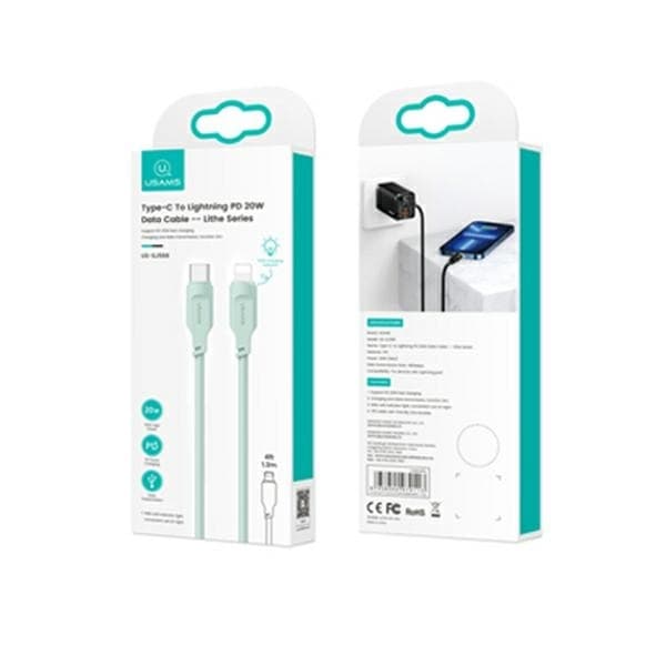 USAMS Kabel USB-C til Lightning 20W 1.2m Lithe (US-SJ566) - Grøn