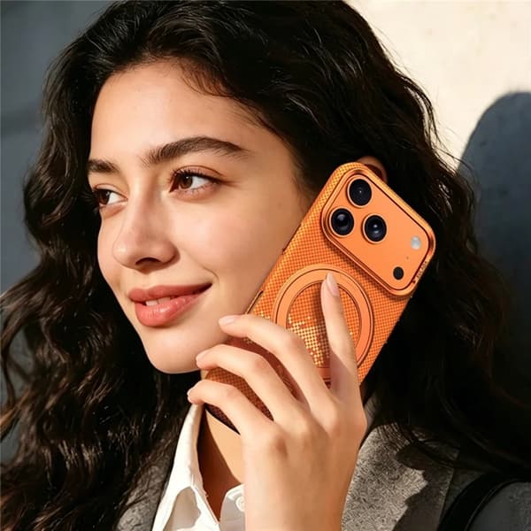 SULADA Mobilskal iPhone 17 Pro Magsafe 360° Rotating Ringhållare - Orange