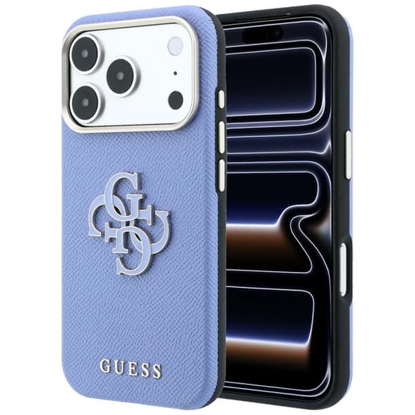 Guess Mobilskal För iPhone 18 Pro Max/17 Pro Max Grained & Big Resin Logo - Blå