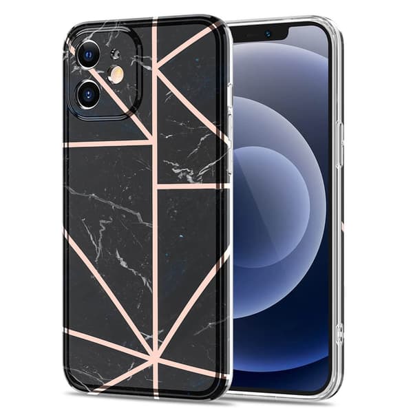 BOOM - Grid cover til iPhone 12 Mini - Sort Marmor