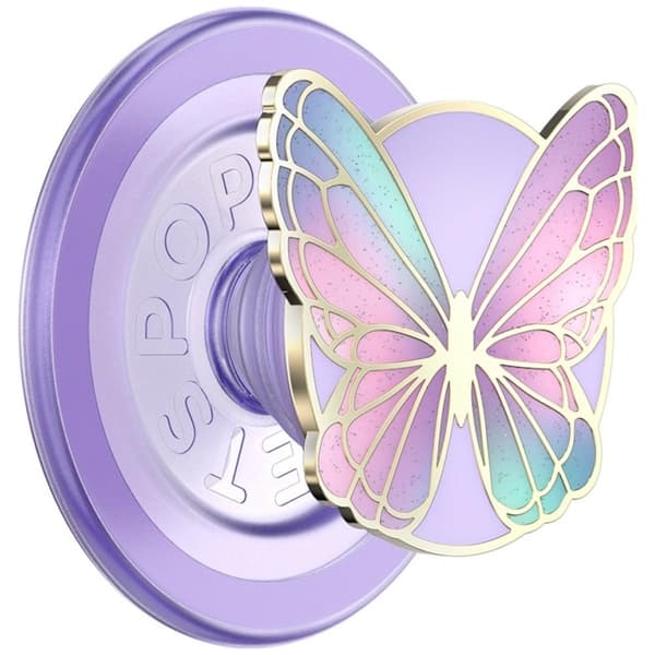 PopSockets MagSafe Pop-up holder og stativ Enamel Butterfly Prism - Lavendel
