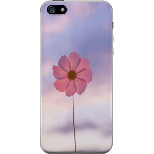 Telefontaske til Apple iPhone 5 med lyserød blomst
