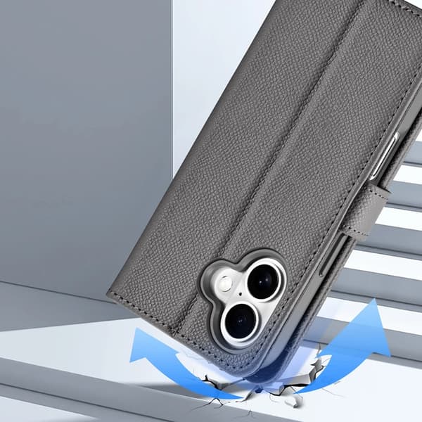 Dux Ducis iPhone 16 Plånboksfodral Lawa Läder - Grå