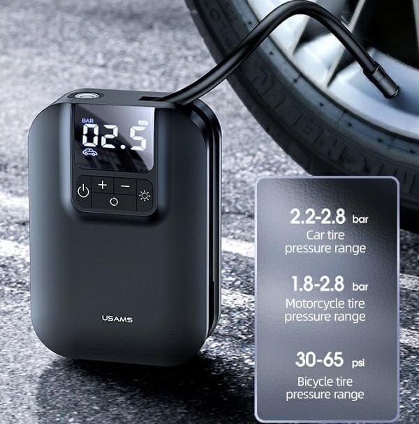 USAMS US-ZB215 Mini Bilpumpe 5000mAh - Sort