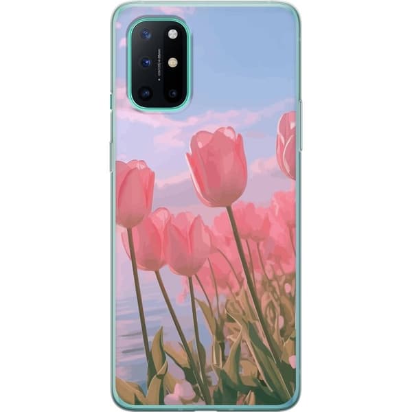 Taske til OnePlus 8T med lyserøde tulipaner