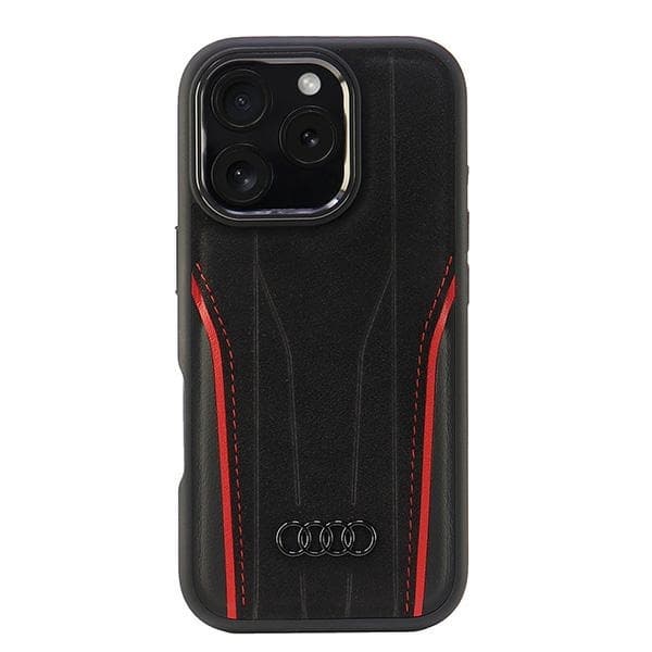 Audi Mobilskal till iPhone 16 Pro MagSafe Äkta Läder - Svart