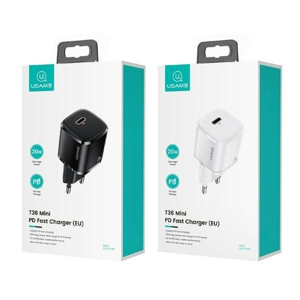 USAMS vægoplader 1xUSB-C T36 Mini 20W PD3.0 (US-CC124) - Sort