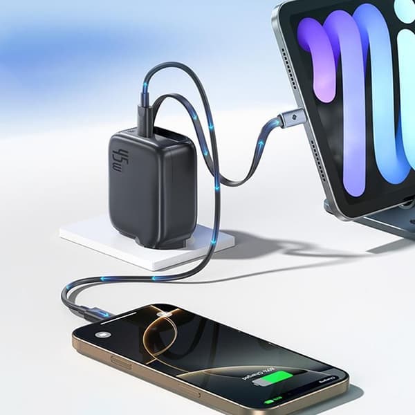 Baseus Snabbladdare 45W USB-C med Infällbar kabel EnerCore CJ11- Svart